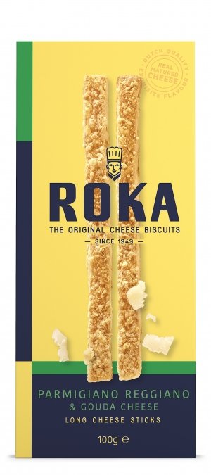 foto ROKA Long Cheese Sticks Parmigiano Reggiano & Gouda Cheese 100g